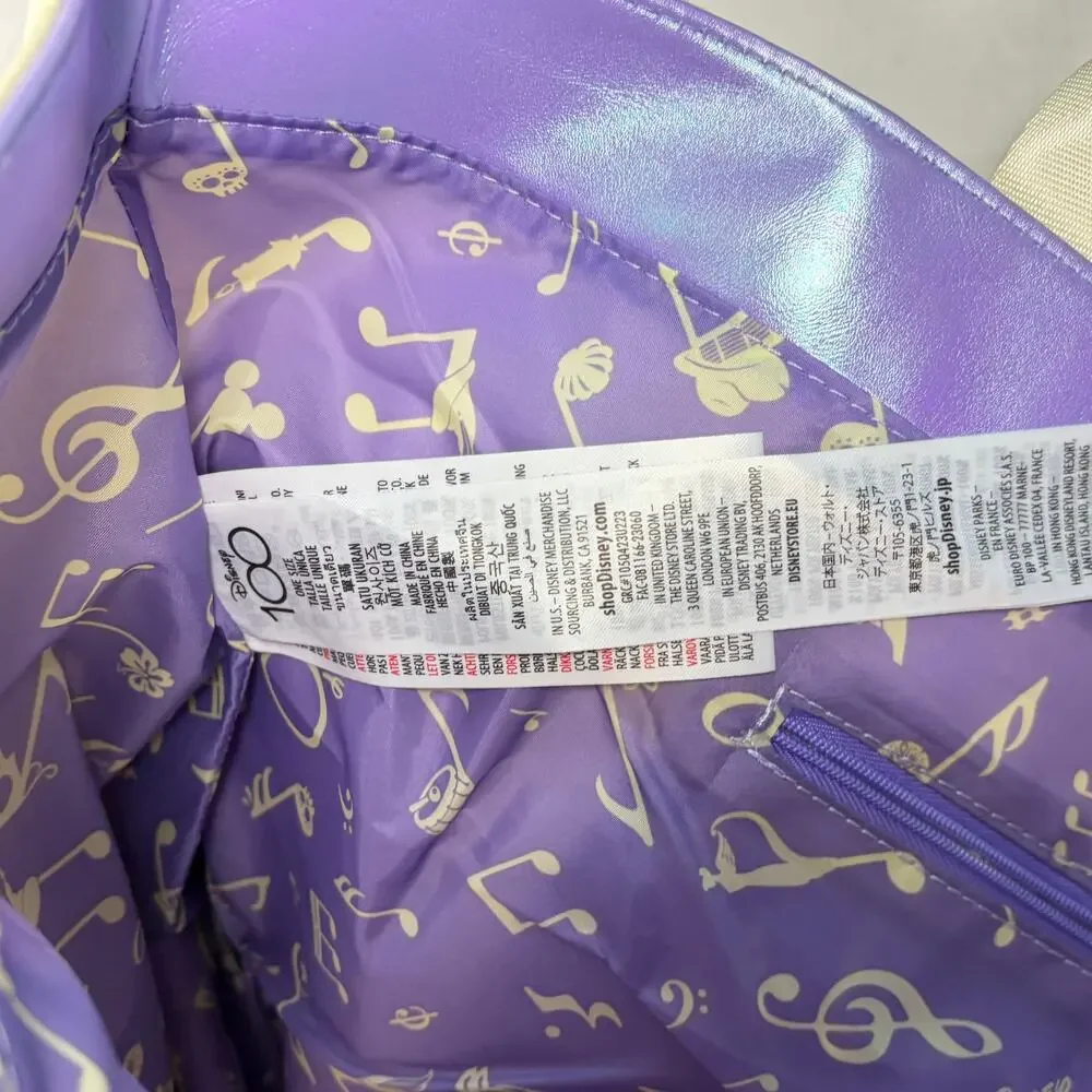 Disney 100 yrs of Music & Wonder tote bag. cream, shimmer purple. Never used